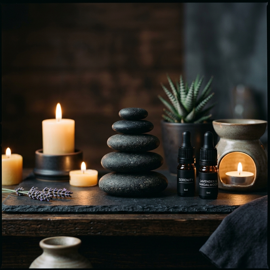 Pedras zen e ambiente relaxante